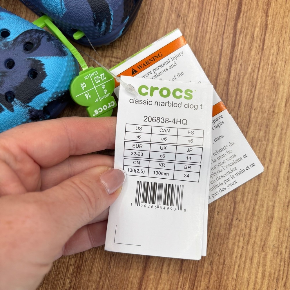 Crocs Classic Marbled Clog Toddler Size C6 Navy Blue Water Friendly 206838 NEW - Picture 7 of 8